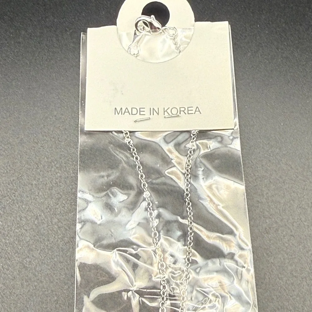 New Silver Tone Smiley Face Pendant Necklace Lead Free Made in Korea Kids